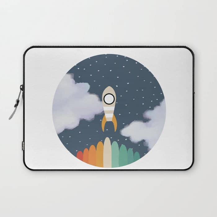 Space Rocket Print, Galaxy Outer Space Pattern Laptop Sleeve