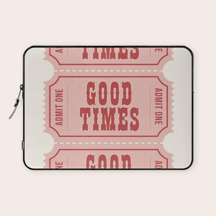Good Times Retro Ticket, Pink Aesthetic Laptop Sleeve