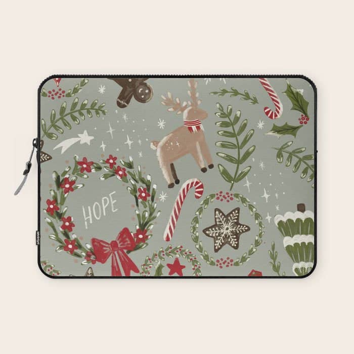 Magical Christmas - Sage Green Laptop Sleeve