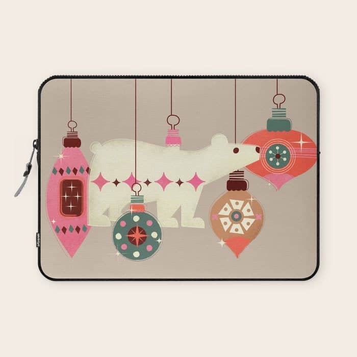 Festive Baubles With A Polar Bear Laptop Sleeve