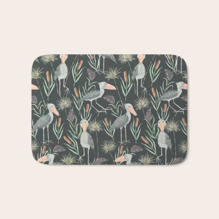 The Magnificent Shoebill Pattern Bath Mat