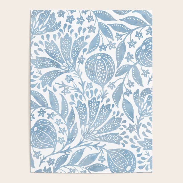 French Country Fig Garden In Blue Poster