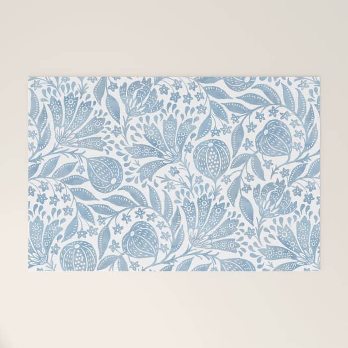 French Country Fig Garden In Blue Welcome Mat