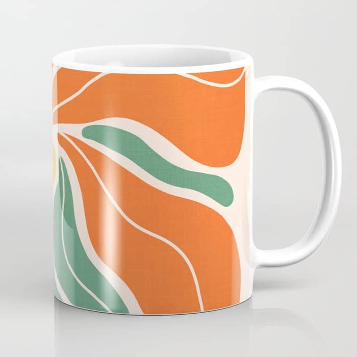 Modern Boho Art Nouveau Floral 1.2 Duo Orange And Green Coffee Mug