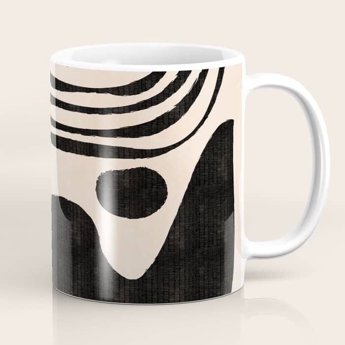 Abstract Mid-Century Modern Black And Beige Composition Coffee Mug