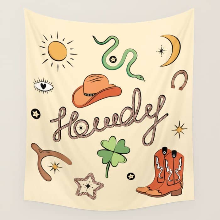 Howdy - Lucky Western Charms Wall Tapestry