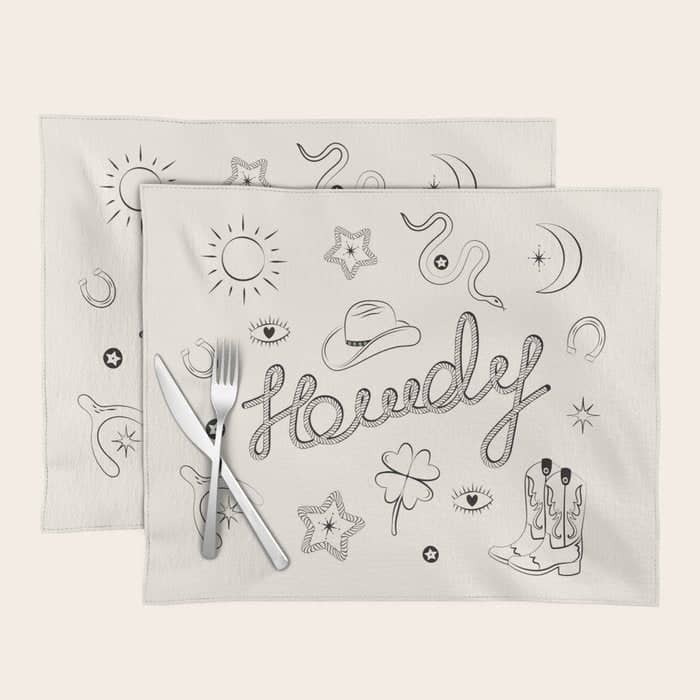 Howdy. Black And White Good Luck Charms Placemat
