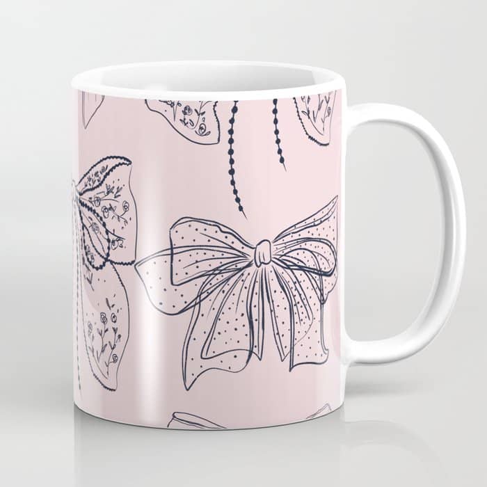 Romantic Lace Bows Pink Pattern Coffee Mug