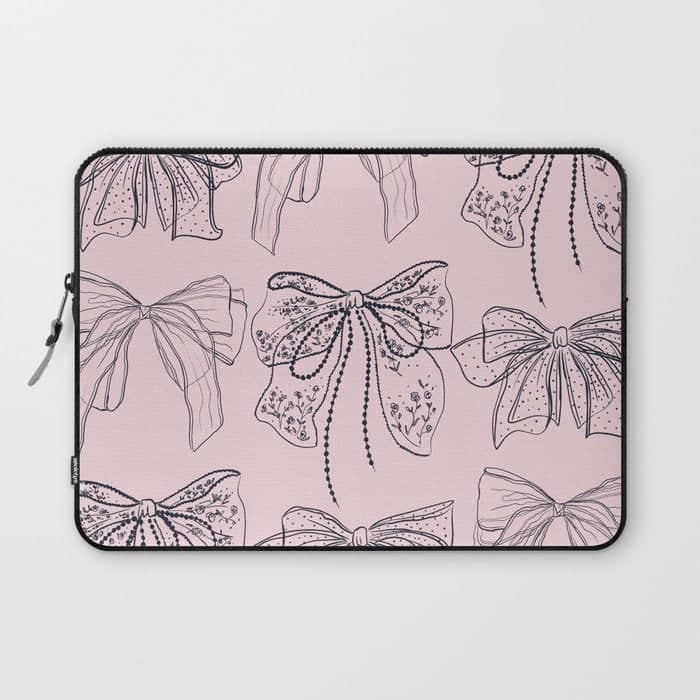 Romantic Lace Bows Pink Pattern Laptop Sleeve