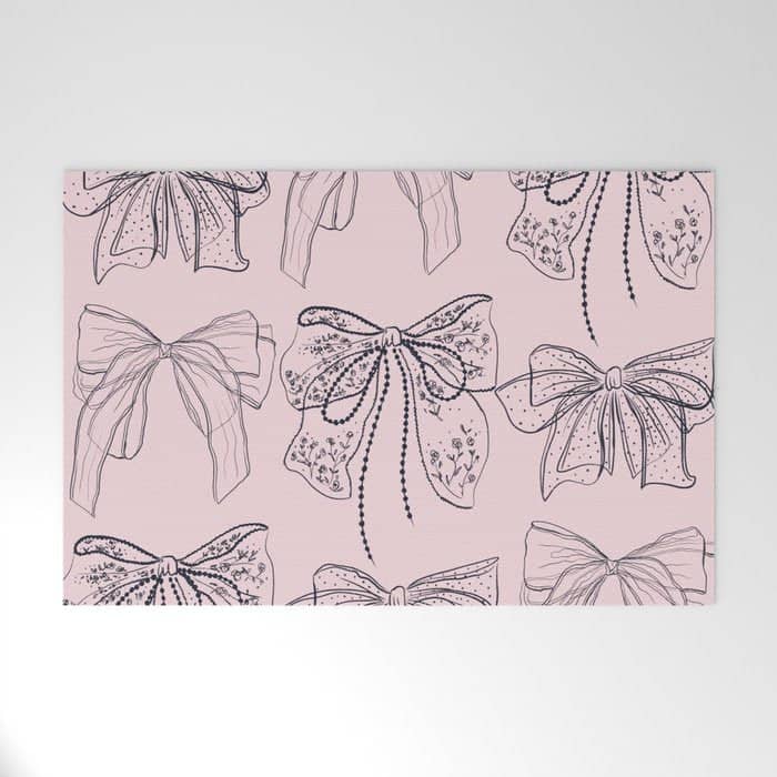 Romantic Lace Bows Pink Pattern Welcome Mat