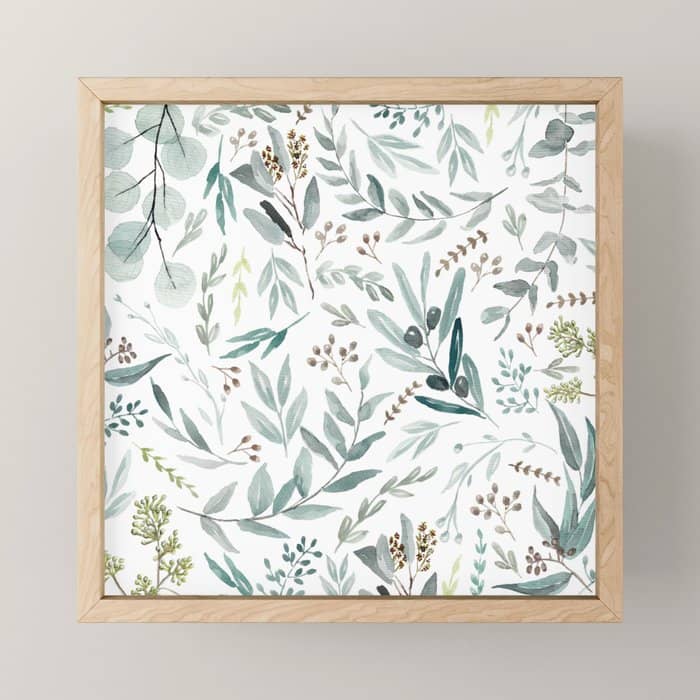 Botanical Eucalyptus Leaves Pattern Mini Art Print