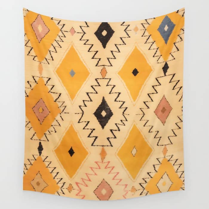 Moroccan Berber Rug Design No.75 - Yellow Wall Tapestry