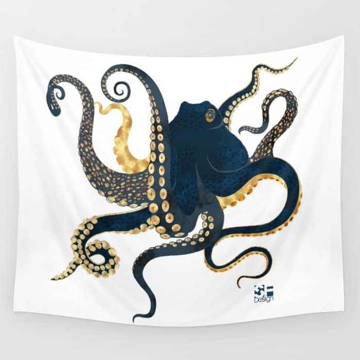 Metallic Octopus Iv-Custom Wall Tapestry