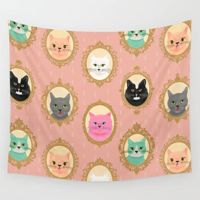 Cat Cameos - Cute Kitty Portraits Wall Tapestry