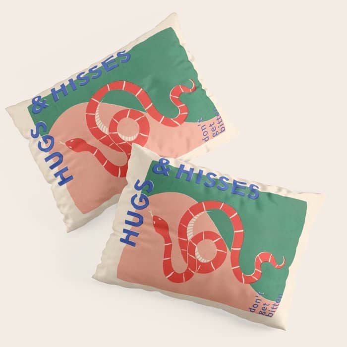 Vintage Snake, Retro Illustration And Typography  Pillow Sham