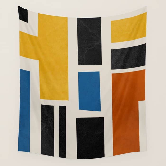 Mid Century Primary Colors Composition 2 Wall Tapestry