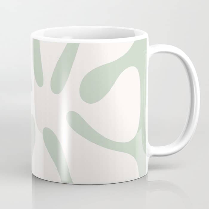 Minimal Abstract Matisse Monstera Pastel Sage Green 2/2 Coffee Mug