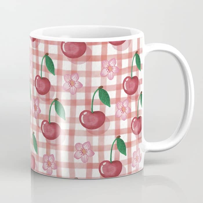 Watercolor Cherry Blossom Picnic Pattern Coffee Mug