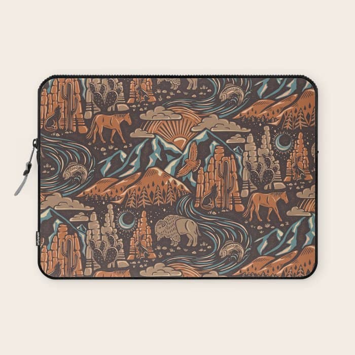 Wild West - Brown, Orange, And Blue  Laptop Sleeve