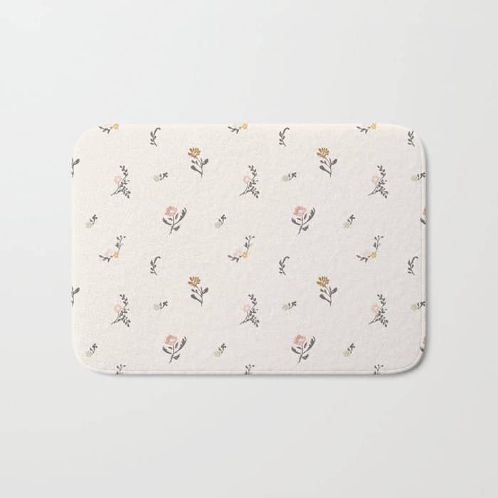 Sweet Pea Ditsy Floral - Pink, Charcoal, Mustard, Sage Bath Mat