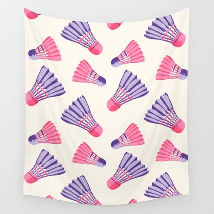 Pink And Purple Badminton Birdies Wall Tapestry
