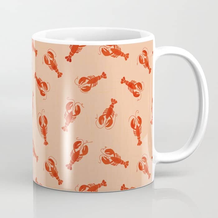 Classic Red Lobsters Pattern On Peach Coffee Mug