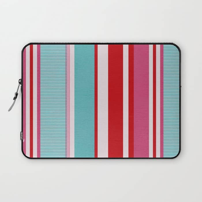 Bold Color Play Pink And Turquoise Stripes Laptop Sleeve