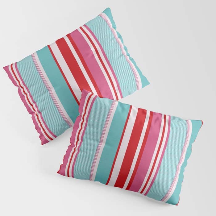 Bold Color Play Pink And Turquoise Stripes Pillow Sham