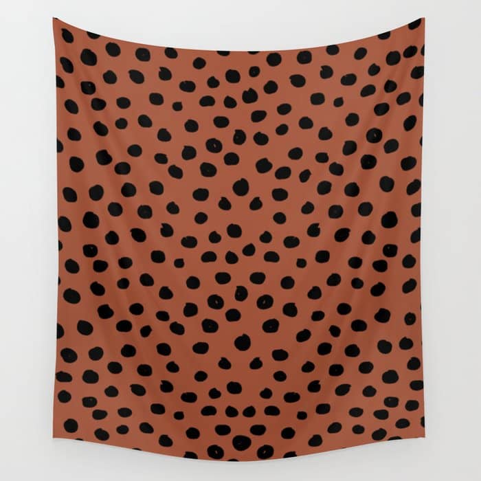 Leopard Print Rust Animal Print Brushstroke Polka Dots Dalmatian Cheetah Spots Boho Decor Minimal Wall Tapestry