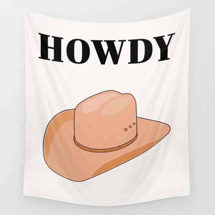 Howdy - Cowboy Hat Neutral Beige Wall Tapestry
