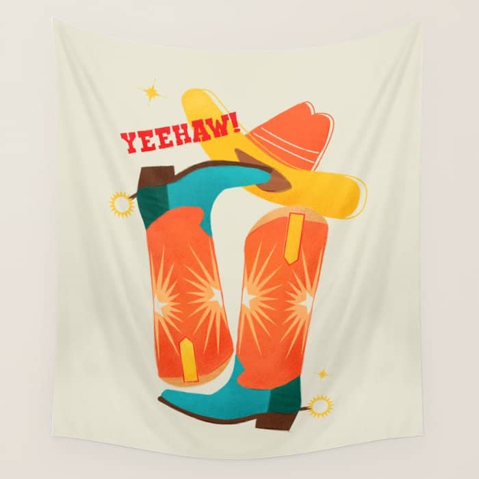 Yeehaw! Bright Cowboy Boots Wall Tapestry