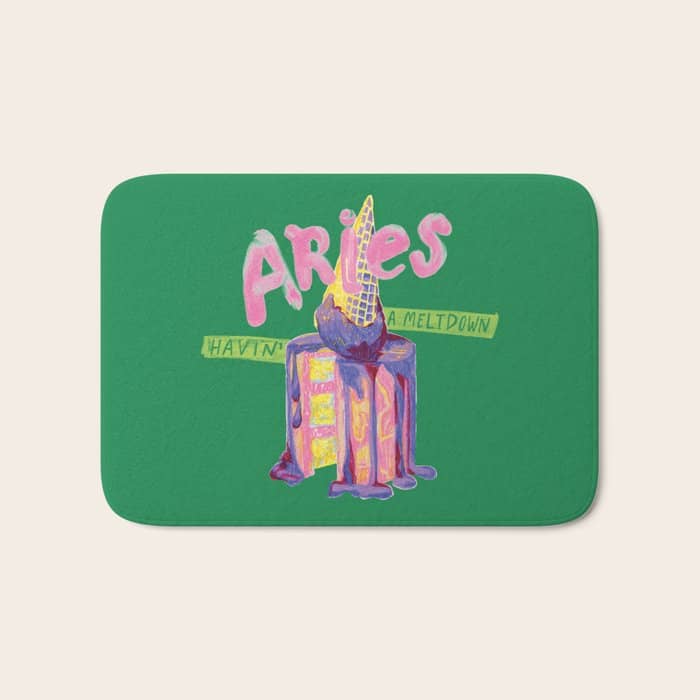 Aries Dessert In Kelly Green & Pink Bath Mat