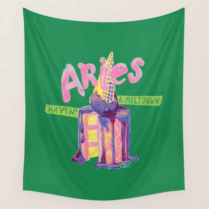 Aries Dessert In Kelly Green & Pink Wall Tapestry