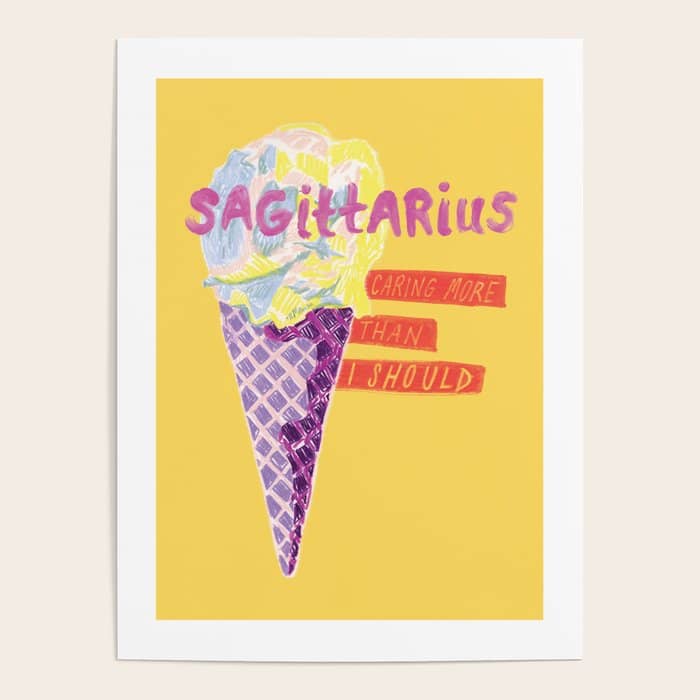 Sagittarius Cares In Sunshine Yellow | Zodiac Series  Poster