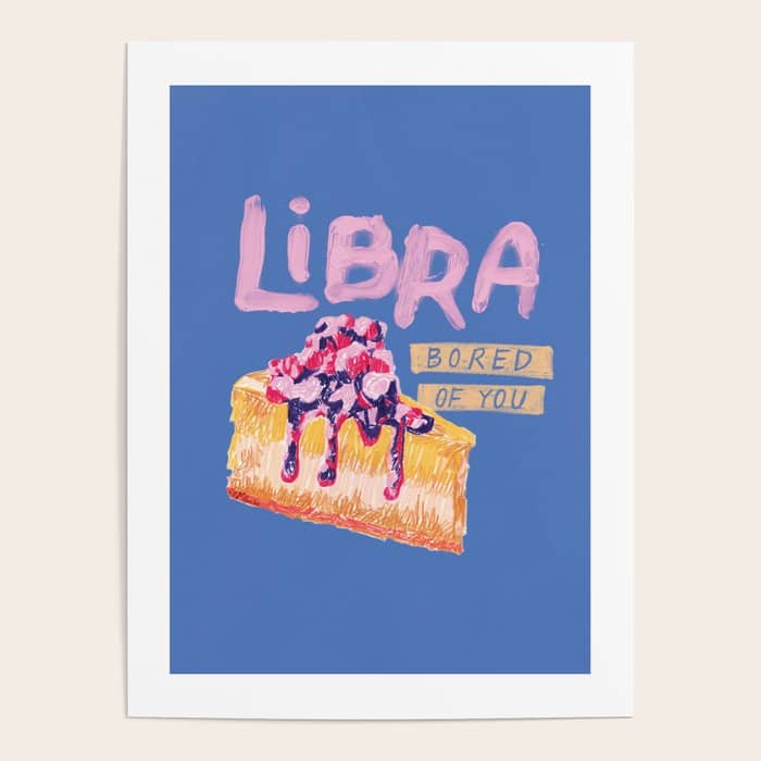 Libra Sign In Warm Blue | Zodiac Series Poster