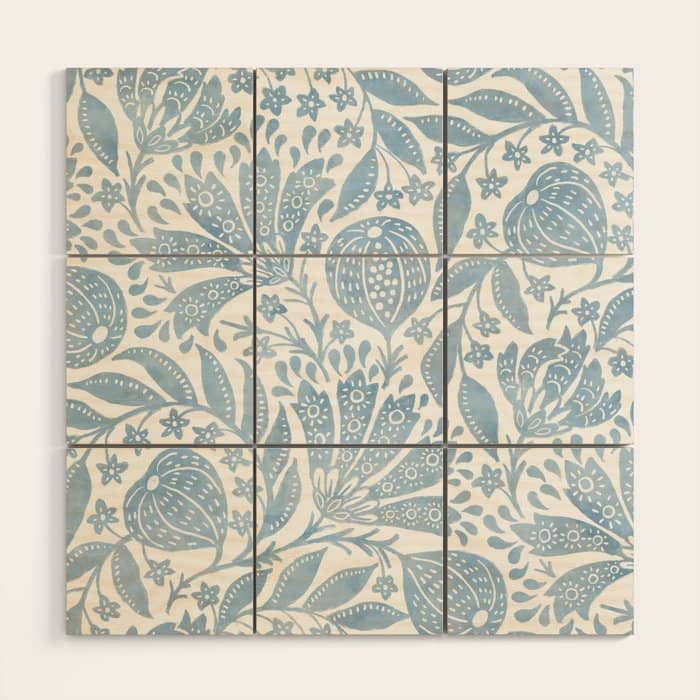 French Country Fig Garden In Blue Wood Wall Art