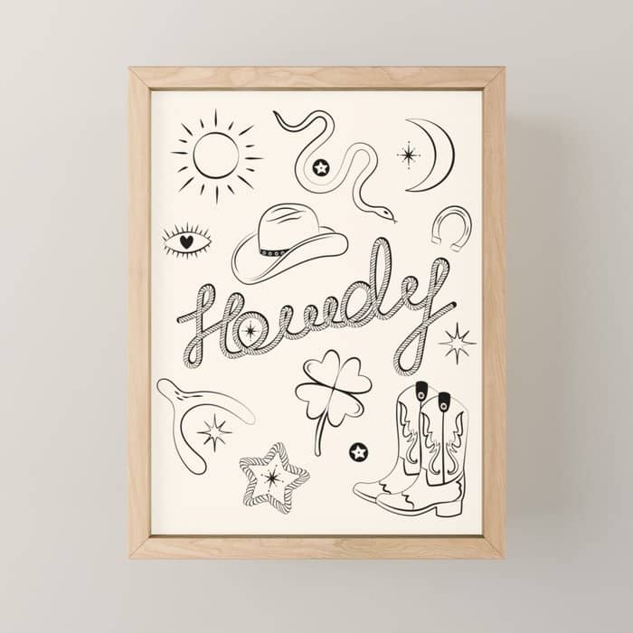Howdy. Black And White Good Luck Charms Mini Art Print