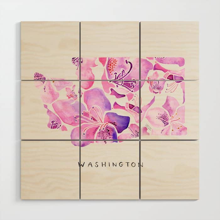 Washington State Rhododendron Wood Wall Art