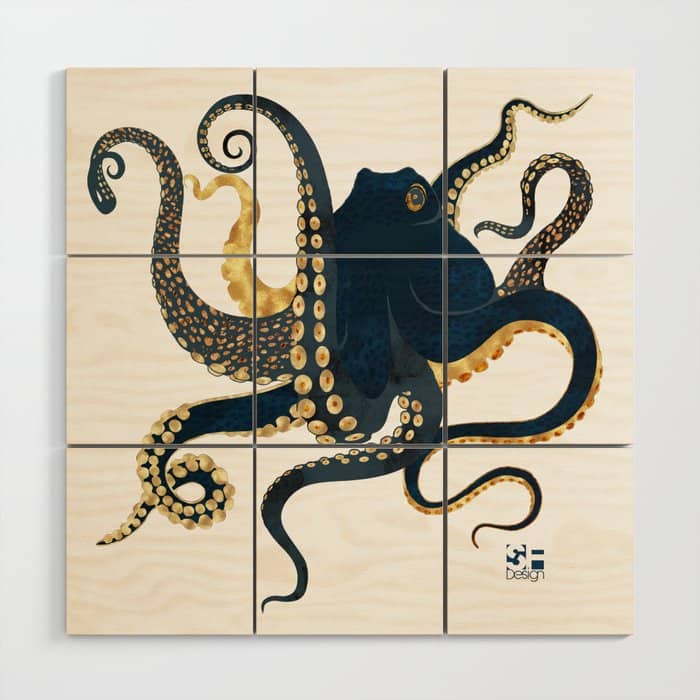 Metallic Octopus Iv-Custom Wood Wall Art