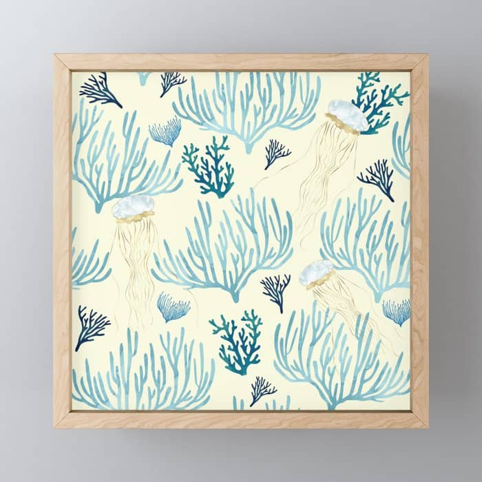 Jellyfish And Coral-Yellow Mini Art Print