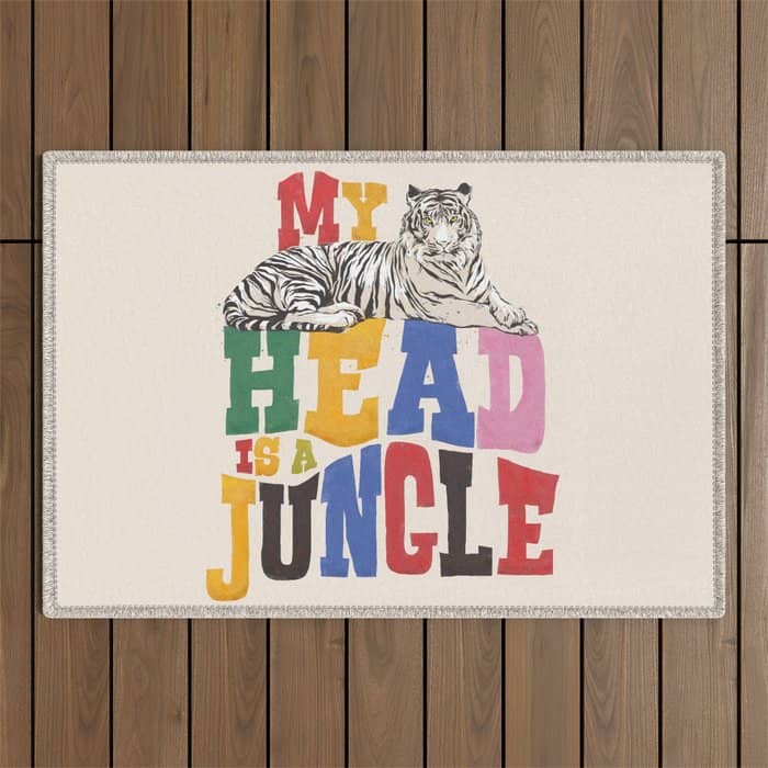 My Head Is A Jungle - Tiger Colorful Type Outdoor Rug