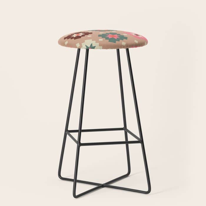 Festive Winter Quilt Tiles With Stars Stool