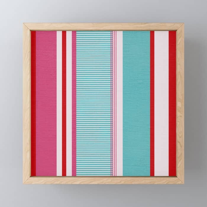 Bold Color Play Pink And Turquoise Stripes Mini Art Print
