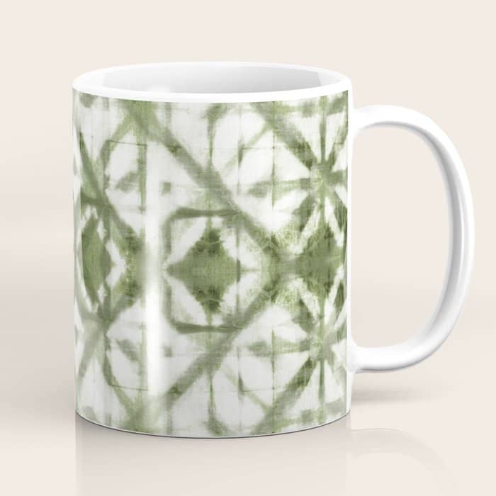 Shibori Olive Diamond Tie Dye Patetrn Coffee Mug