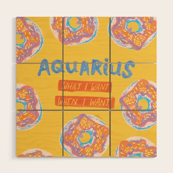 Aquarius Confidence In Buttercup Yellow | Zodiac Series Wood Wall Art