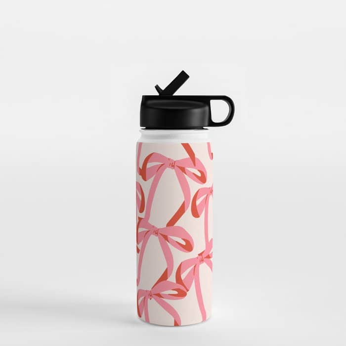 Pink Champagne Coquette Bows Water Bottle