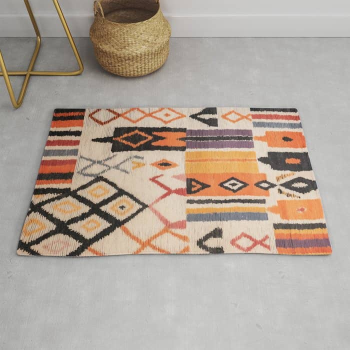 Moroccan Berber Rug Design No.54 - Multicolor, Ivory White Rug