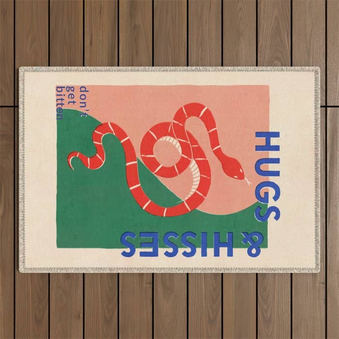 Vintage Snake, Retro Illustration And Typography  Outdoor Rug