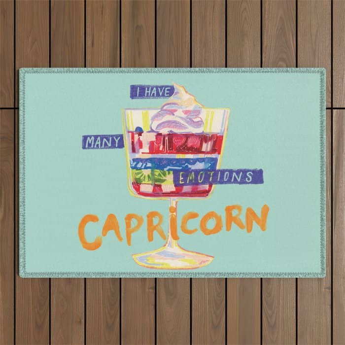 Capricorn Feelings In Pastel Green | Zodiac Series Outdoor Rug
