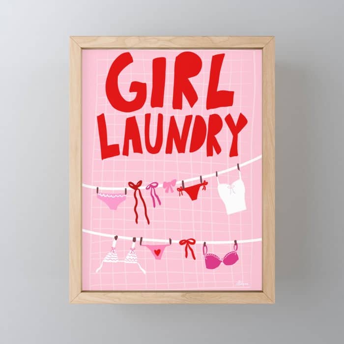 Girl Laundry - Pink And Red Mini Art Print